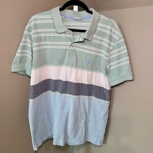 Brooks Brothers 1818 Performance Polo Shirt‎ Mens XL Slim Fit Striped Green Blue